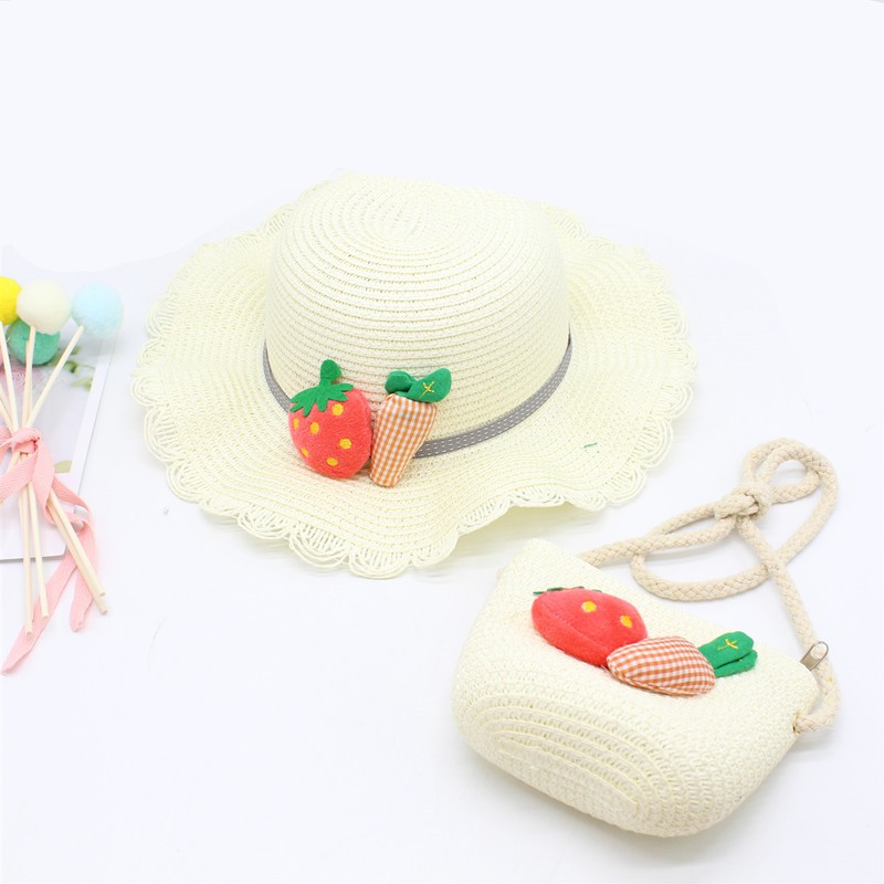 Set mũ cói kèm túi cho bé 2-5 tuổi- Mẫu carot dâu
