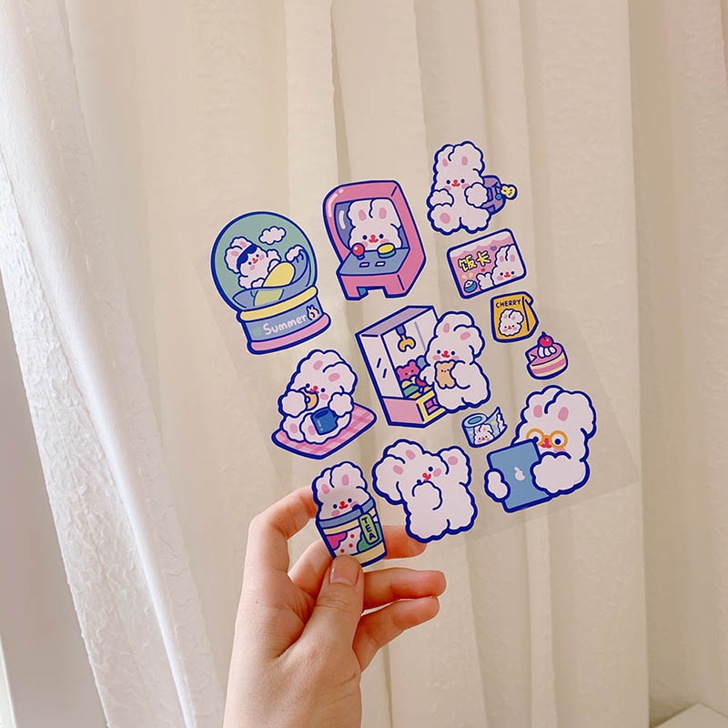 Dễ Thương Sticker Dán Trang Trí Nhật Ký / Điện Thoại Hình Thỏ Đáng Yêu Diy