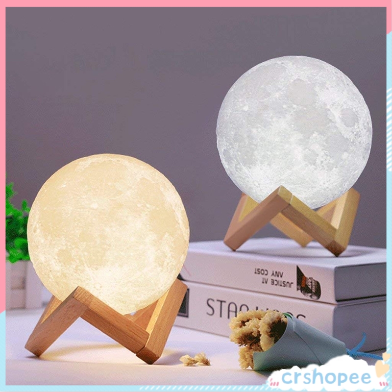 Đèn ngủ LED hình mặt trăng tròn 3D sạc USB