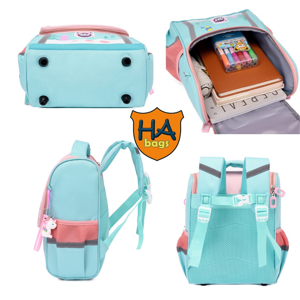Balo đi học siêu nhẹ HA1017  kích thước 37x26x13,5cm phù hợp cho bé mẫu giáo lớn và học sinh lớp 1