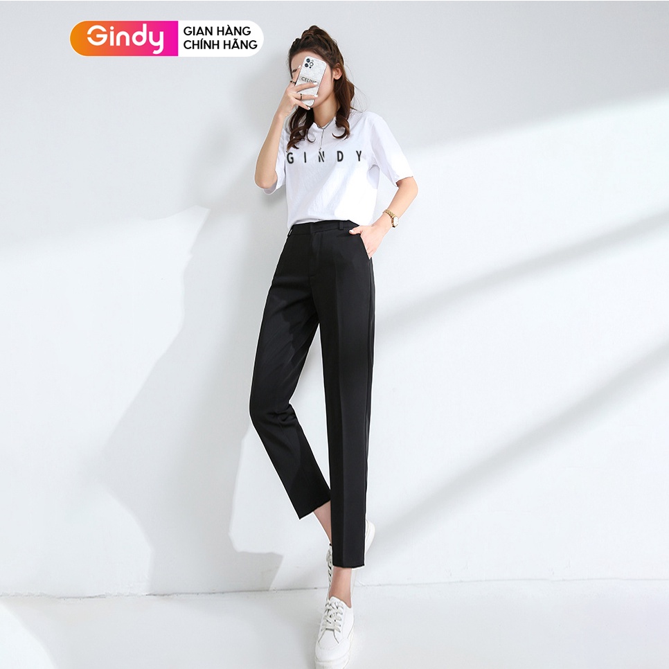 Quần Tây Nữ Lưng Cạp Siêu Cao Dáng Baggy Suông Dài Basic GINDY Thời Trang Nữ Công Sở Sinh Viên Q12106