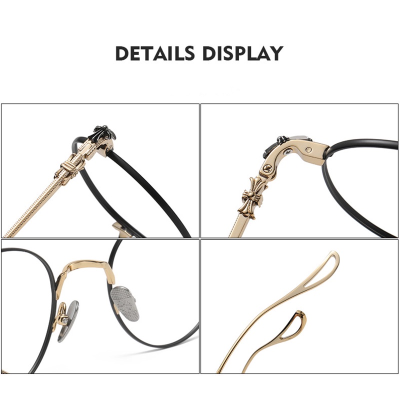 Chrome * Mắt Kính Hình Oval Boston Bằng Titan Nguyên Chất Siêu Nhẹ Thoải Mái Phong Cách Hoài Niệm +