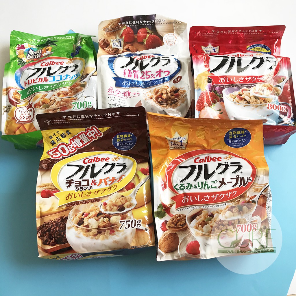 Ngũ Cốc CALBEE ăn kiêng hỗ trợ Giảm Cân nội địa Nhật Bản đủ vị mix hoa quả trái cây 750g - Kireya Japan