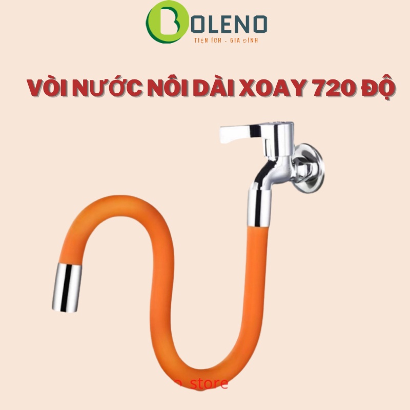 Đầu nối dài vòi nước tăng áp lực dài 30cm chất liệu inox và silicone  xoay linh hoạt 720 độ