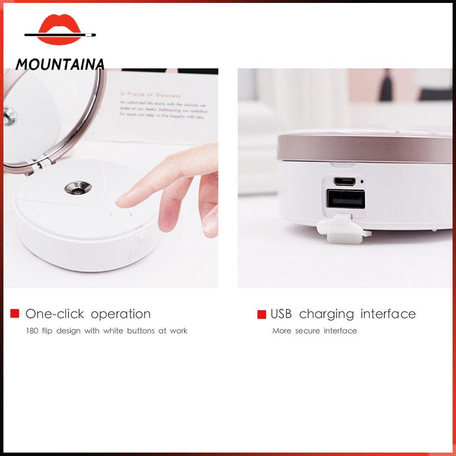 【m】 Steam Face Humidifier USB Charging With Mirror Handheld Cold Spray Beauty Tool