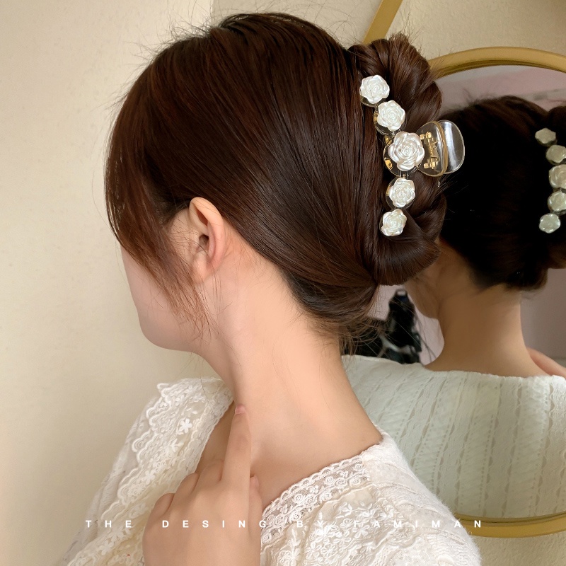 Kẹp Tóc Đuôi Ngựa Cỡ Lớn Màu Hồng Đào Phong Cách Hàn Quốc Thanh Lịch Dành Cho Nữ
