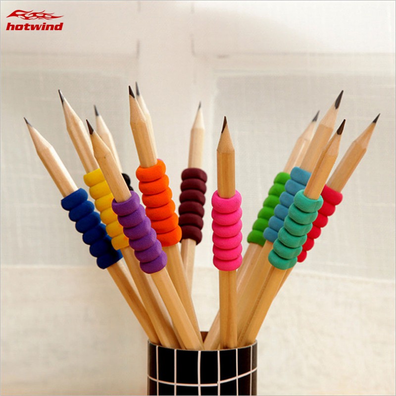 Set 10 dụng cụ bọc đầu bút chì hỗ trợ cầm tay khi viết nhiều màu sắc tiện dụng