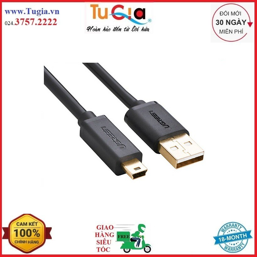 Cáp USB 2.0 to USB Mini 3m mạ vàng Ugreen 10386 Hàng chính hãng