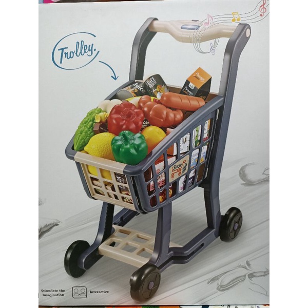 Hộp đồ chơi Xe đẩy hàng trong siêu thị HOME shopping cart, có đèn và phát nhạc