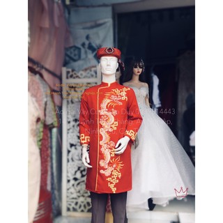 Áo dài nam rồng vẽ