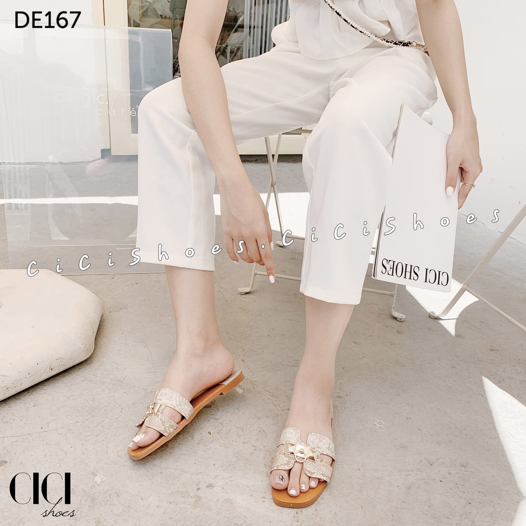 Dép bệt nữ CiCi Shoes, dép chữ H đinh sắt da sần - DE167