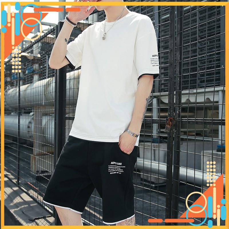 Quần áo hè nam cotton áo thun cộc tay áo phông quần đùi thoáng mát chất liệu cotton thấm hút mồ hôi, siêu mềm mịn lé gấu | BigBuy360 - bigbuy360.vn