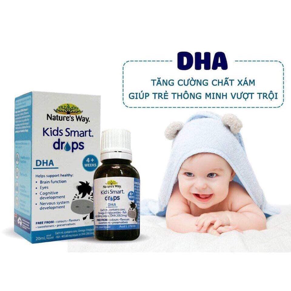 [ Tem Chemist ] DHA Dạng Nhỏ Giọt Nature’s way Kids Smart Drop 20ml