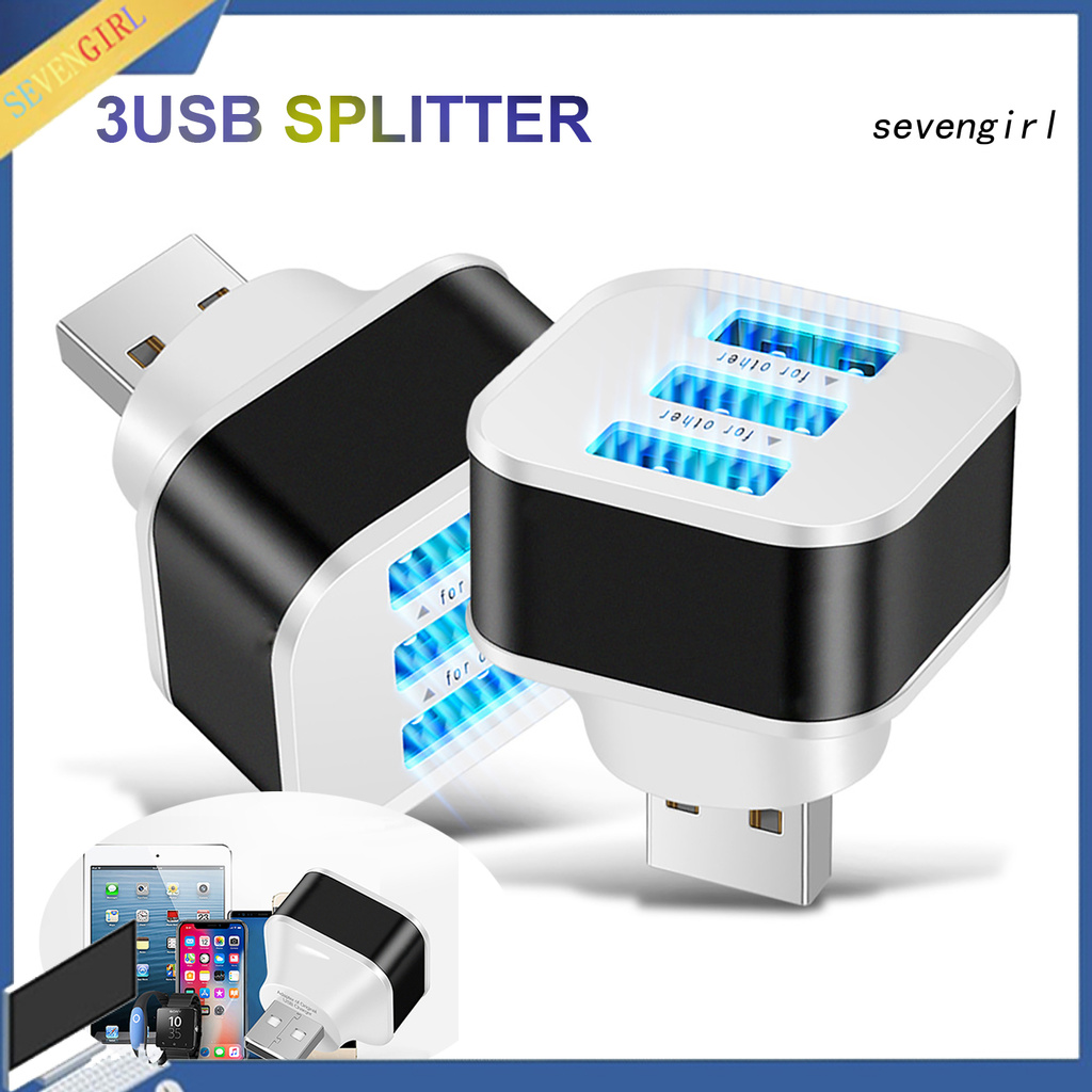 Bộ Chia Cổng Usb Có Đèn Led 3 Trong 1 Cho Điện Thoại / Máy Tính