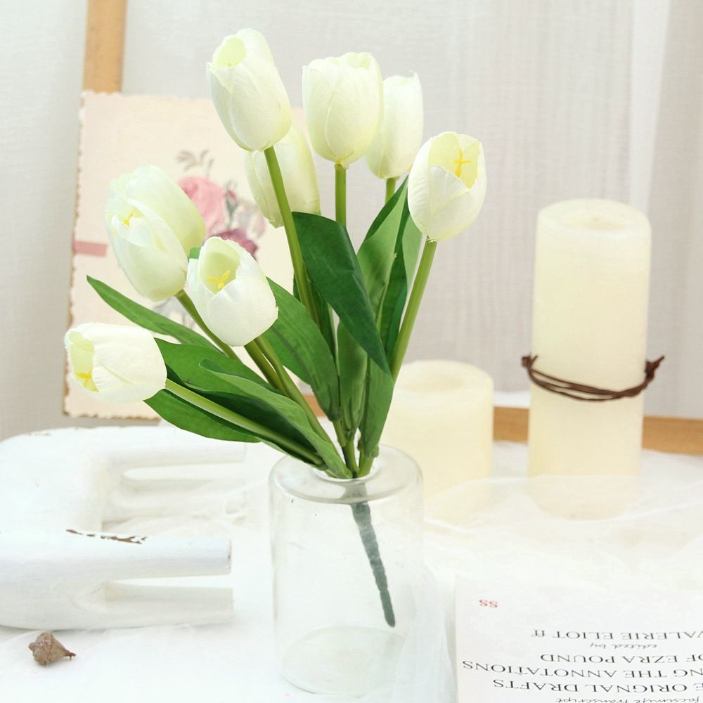 Bó Hoa Tulip Nhân Tạo 9 Bông Trang Trí Tiệc Cưới / Sân Vườn Diy
