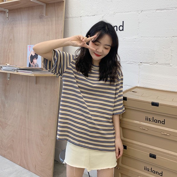 🆕 Áo thun kẻ 5d KA Closet chất thun mềm mát in 5d không nhòe,5 màu from thụng, tay lỡ hot