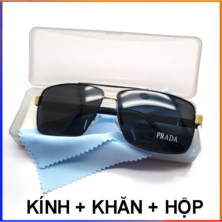 Kính mắt nam râm thời trang tặng hộp và khăn lau kính