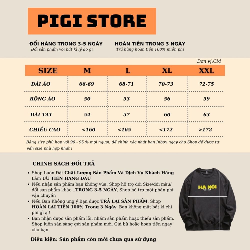 Áo sweater LOGO under Hà Nội Form Rộng, Áo hoodie nỉ UNISEX Nam Nữ In Hình Local Brand mã 58 | BigBuy360 - bigbuy360.vn