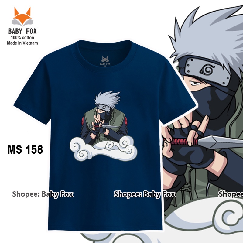 Áo thun bé trai 100% cotton loại tốt, áo phông thương hiệu BABY FOX, hình Naruto, size nhí trung, đại  l