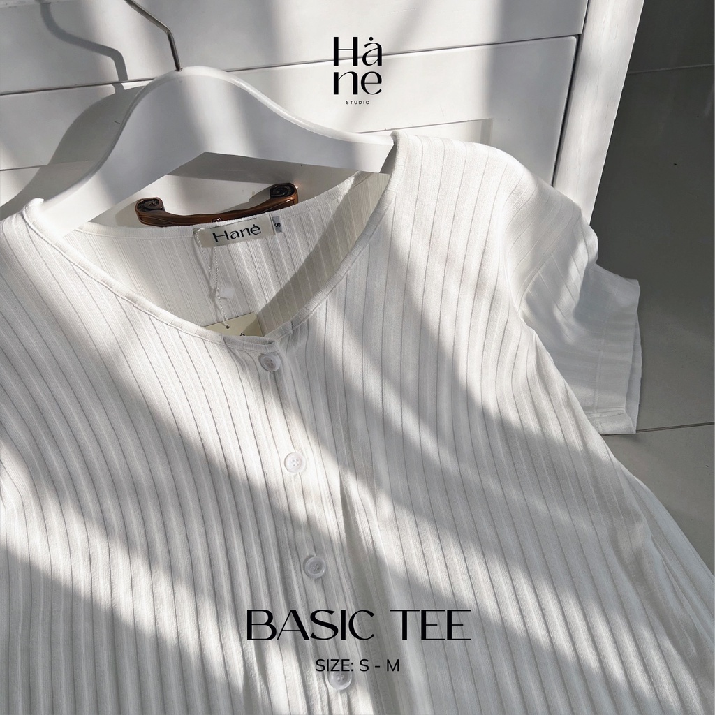 Áo thun oversize sọc dọc chìm basic