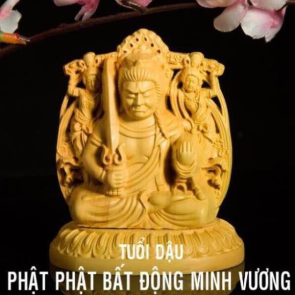 Siêu giảm giá Tượng phật BẢN MỆNH gỗ Hoàng Dương độ theo tuổi kèm đài sen xoay năng lượng mặt trời phong thủy loại 1