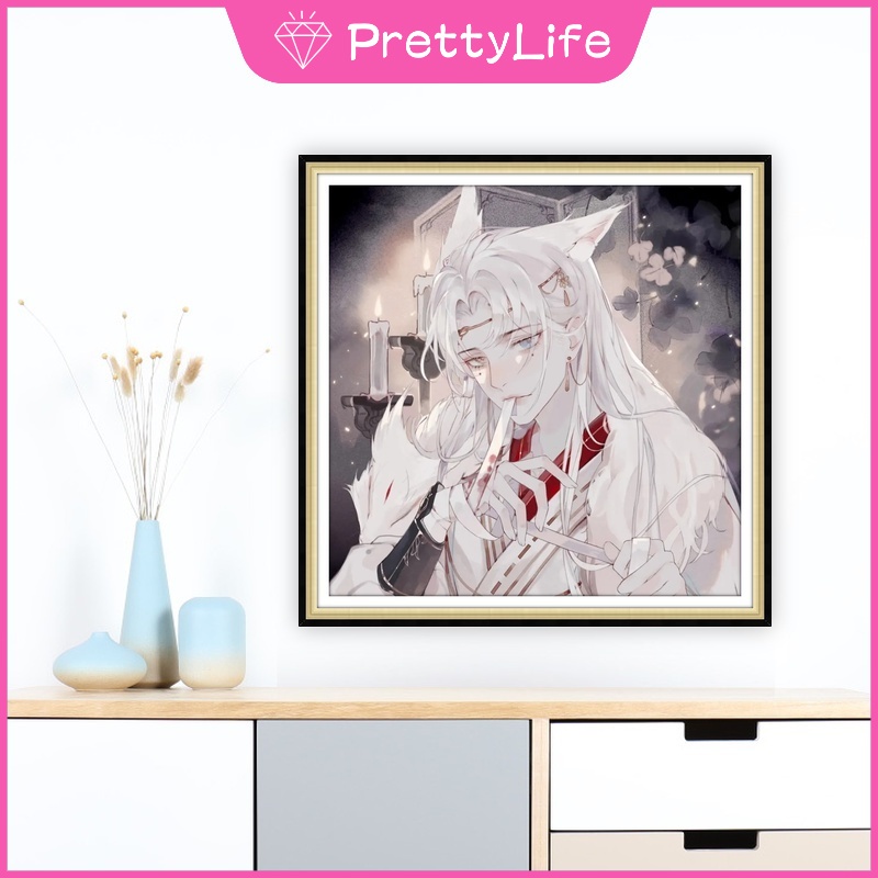 Bộ Tranh Đính Đá 5D Tự Làm 30x30cm / 40x40cm / 50x50cm Hình Bé Trai Anime