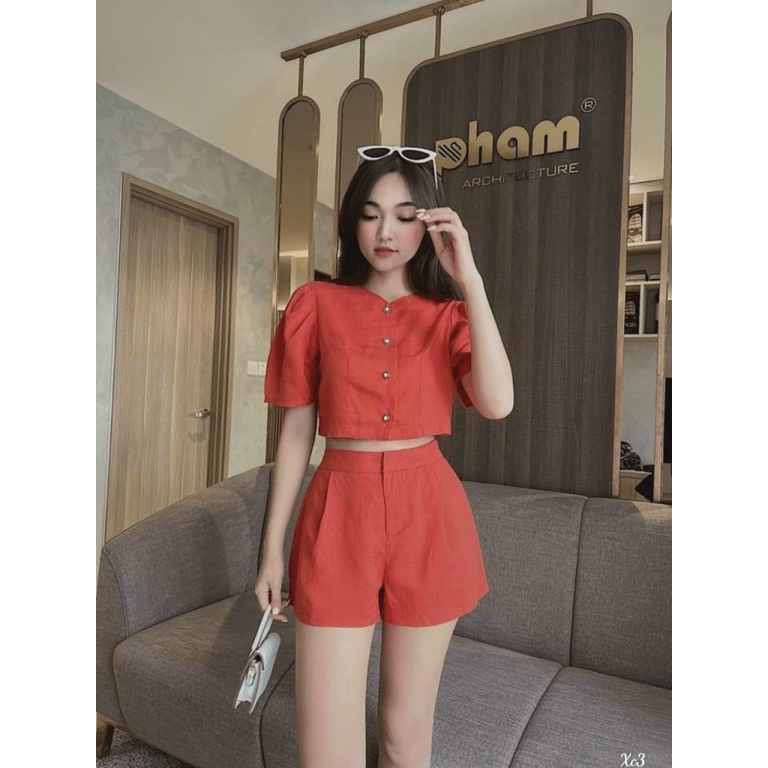 SET ĐỒ NỮ CỘC TAY MIX VỚI QUẦN ĐÙI SIÊU XINH, SIÊU HACK DÁNG CHO CHỊ EM UP Shop Valentina