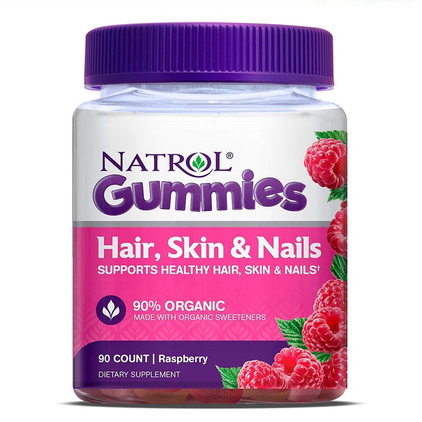 Kẹo dẻo Natrol Hair Skin Nail Gummies đẹp da móng tóc 90v