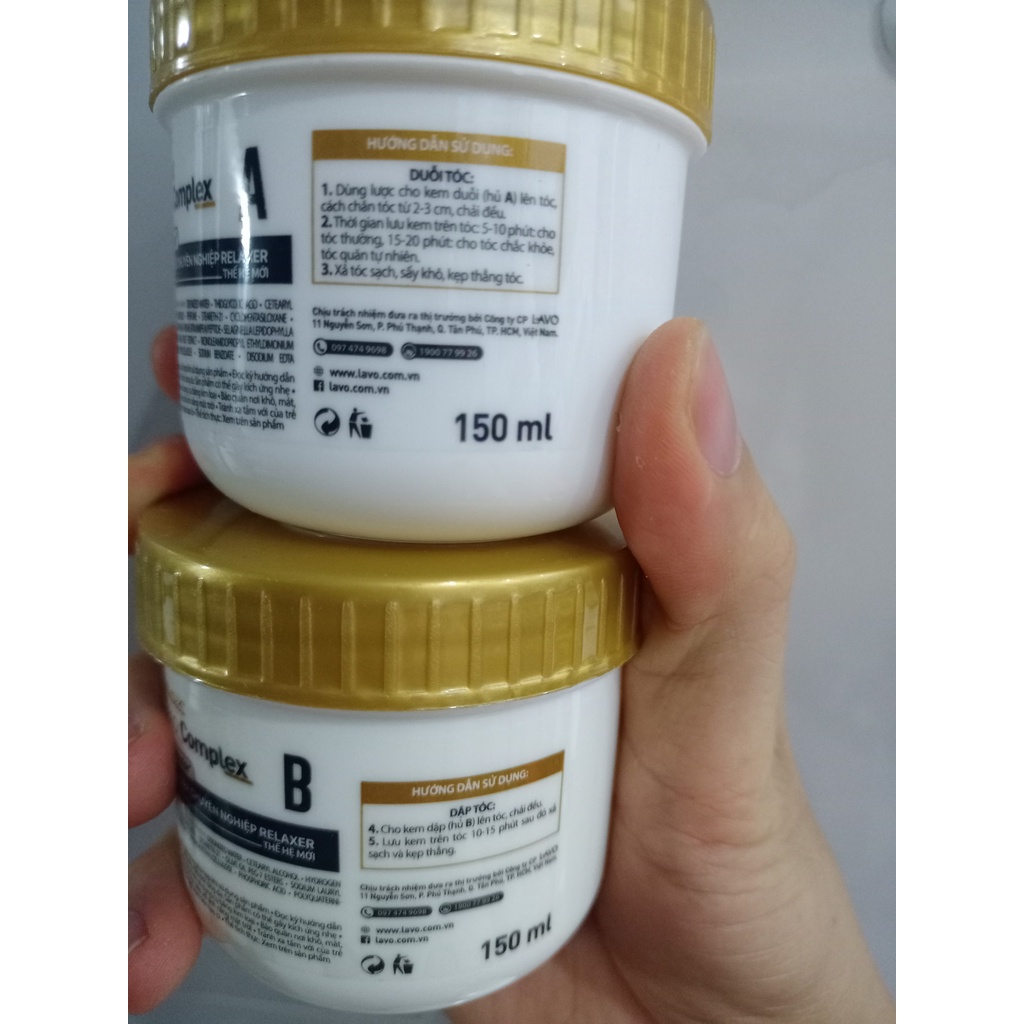 1 cặp duỗi phục hồi lavox nano complex dung tích 150ml x 2 hủ (duỗi, và hủ định hình tóc sau duỗi)