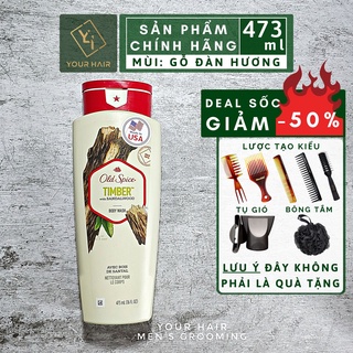 Sữa tắm Old Spice Timber With Sandalwood - 473ml - Mùi gỗ đàn hương - Chính hãng USA