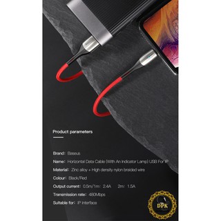 Cáp sạc và truyền dữ liệu tốc độ cao Baseus Horizontal Data Lightning cho iPhone/ iPad ( 2.4A, Indicator Lamp, Fast Char