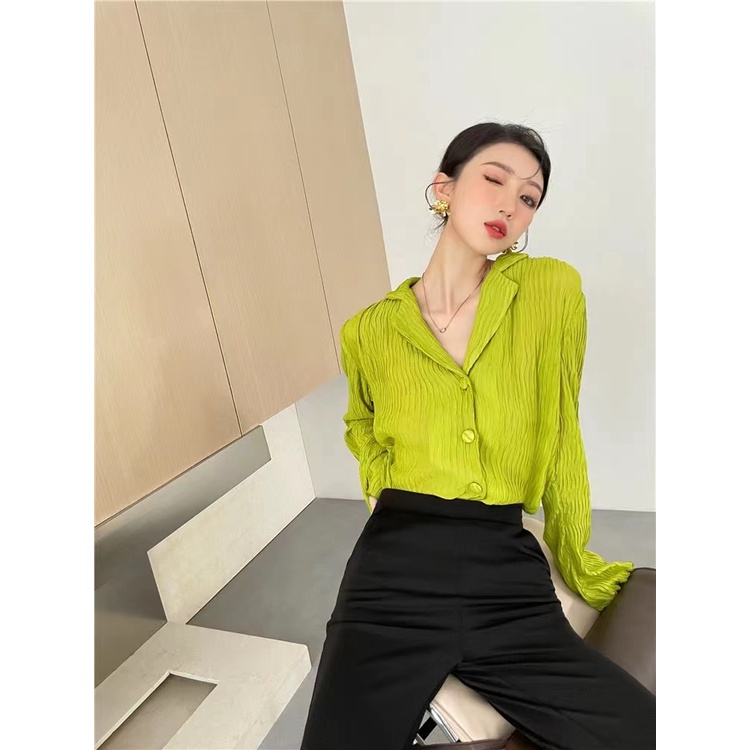 Áo Sơ Mi Nữ Cổ V Dài Tay Cổ Chữ V Thời Trang