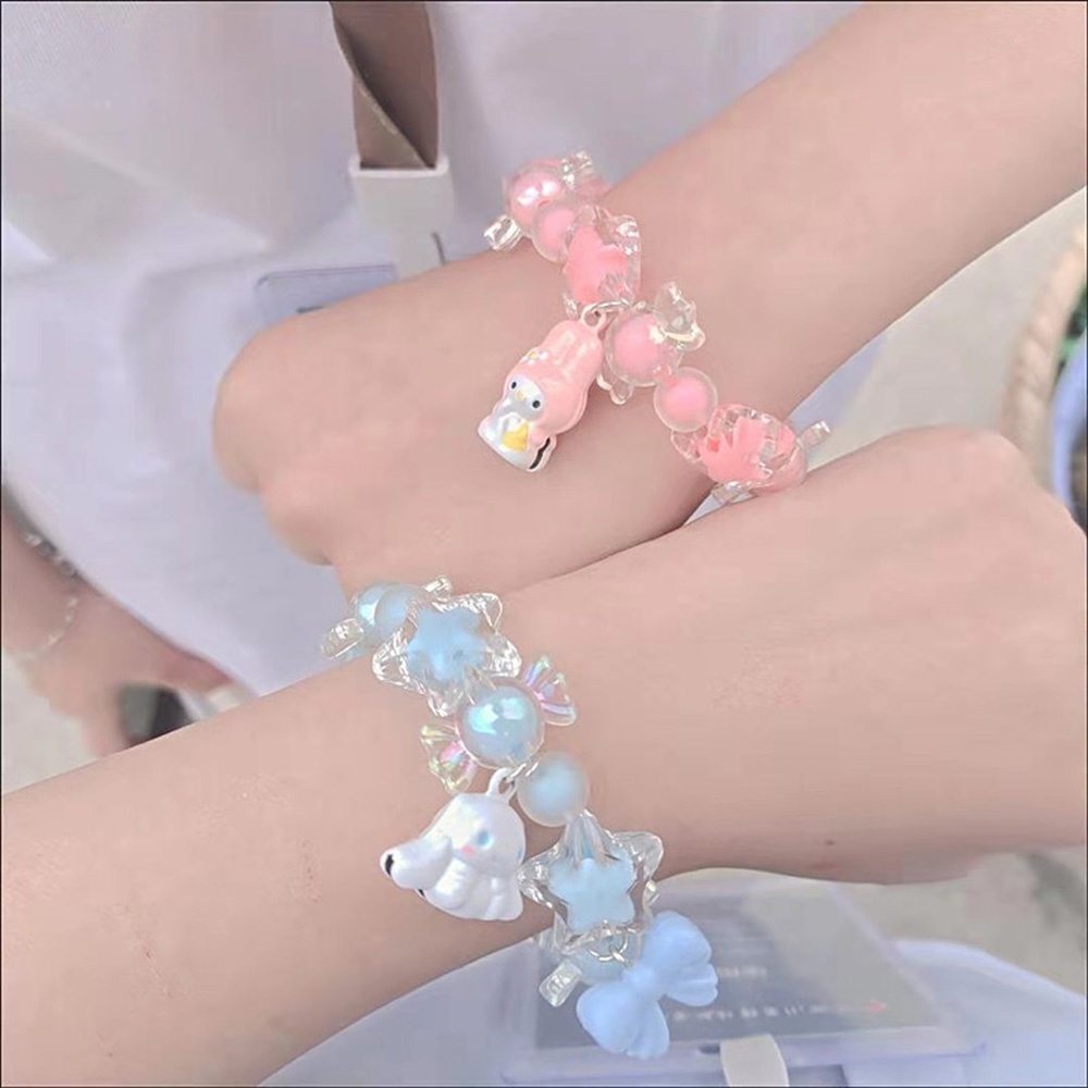 【COD】Vòng Tay Chuỗi Hạt Màu Trắng Phối Mặt Hình Chú Cún Và Ngôi Sao Dễ Thương Thời Trang Mùa Hè Cho Nữ