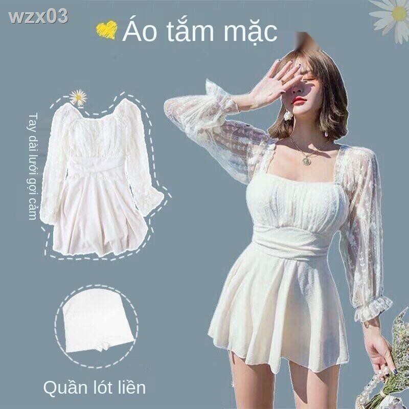 Fairy Fan 2021 kiểu váy một mảnh mới bảo thủ che bụng mỏng hơn ở suối nước nóng Hàn Quốc Ins sinh viên Áo tắm dài | BigBuy360 - bigbuy360.vn
