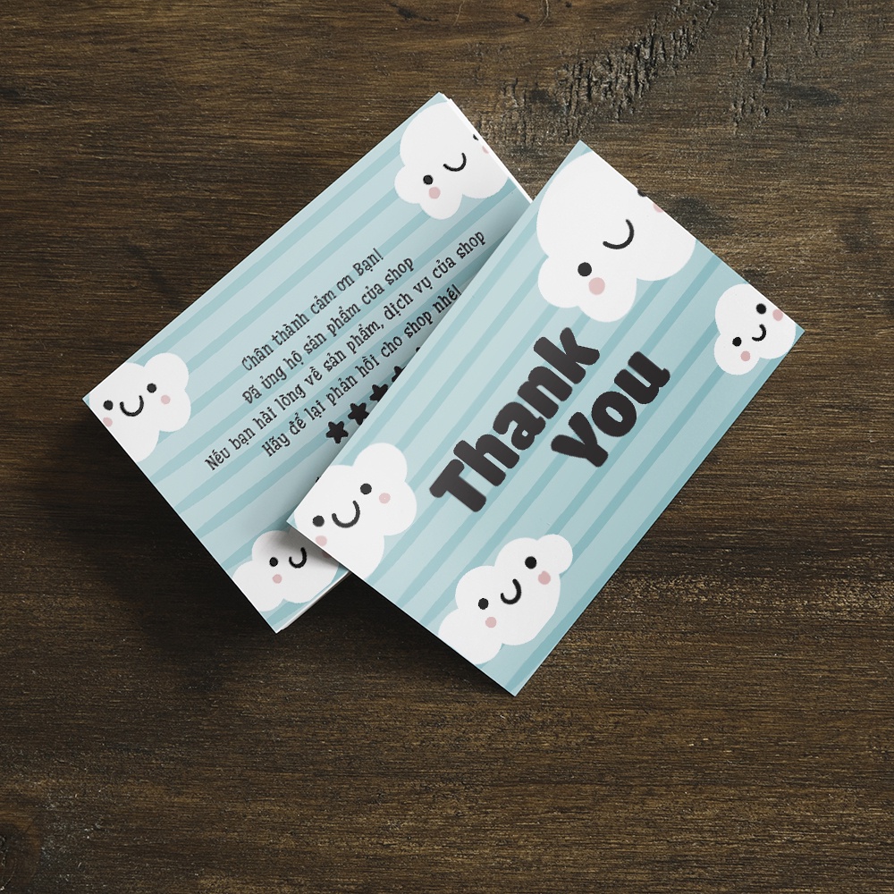 Thiệp cảm ơn Combo 100 cái, làm thư và card cảm ơn tặng khách hàng thúc đẩy đánh giá shop