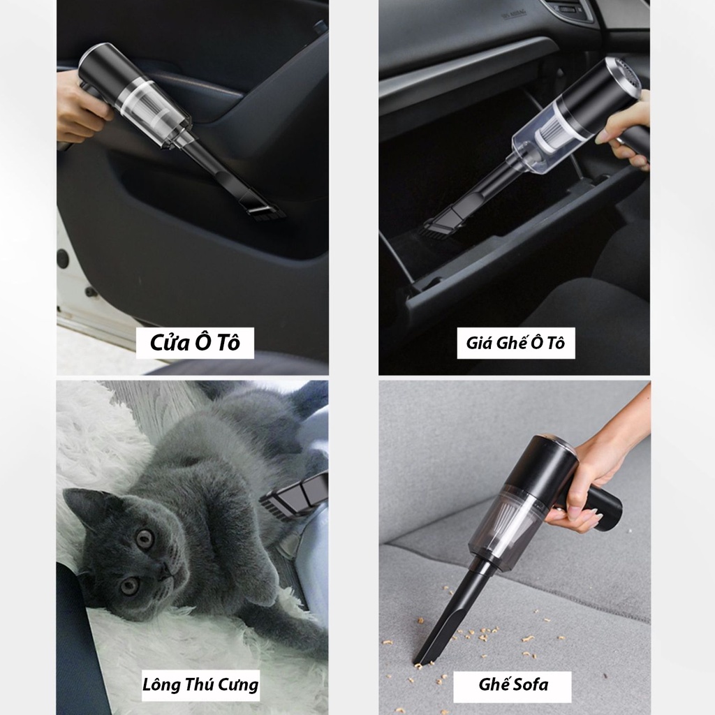Máy hút bụi cầm tay Mini tienich247 - Máy hút bụi không dây đa năng lực hút mạnh hút bụi Ôtô, bụi giường nệm