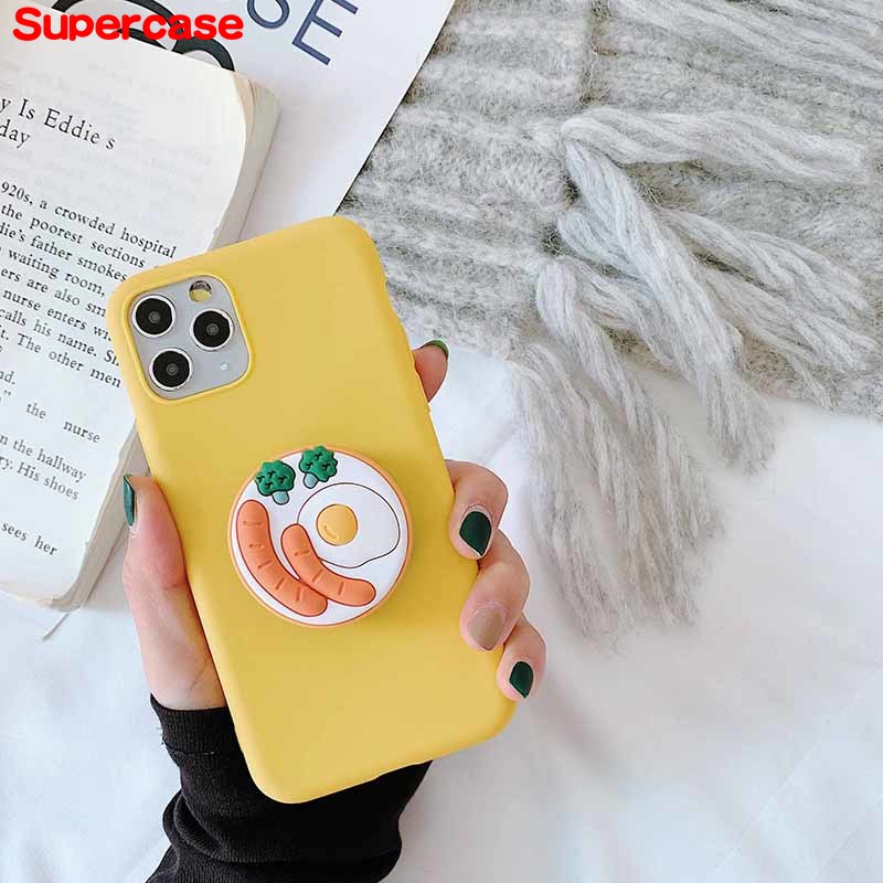 Ốp điện thoại mềm có vòng đỡ bánh quy hoạt hình dễ thương cho Xiaomi Mi A2 Lite Redmi 5 Plus 6 Pro 7 Y3 6A 6 4X 4A