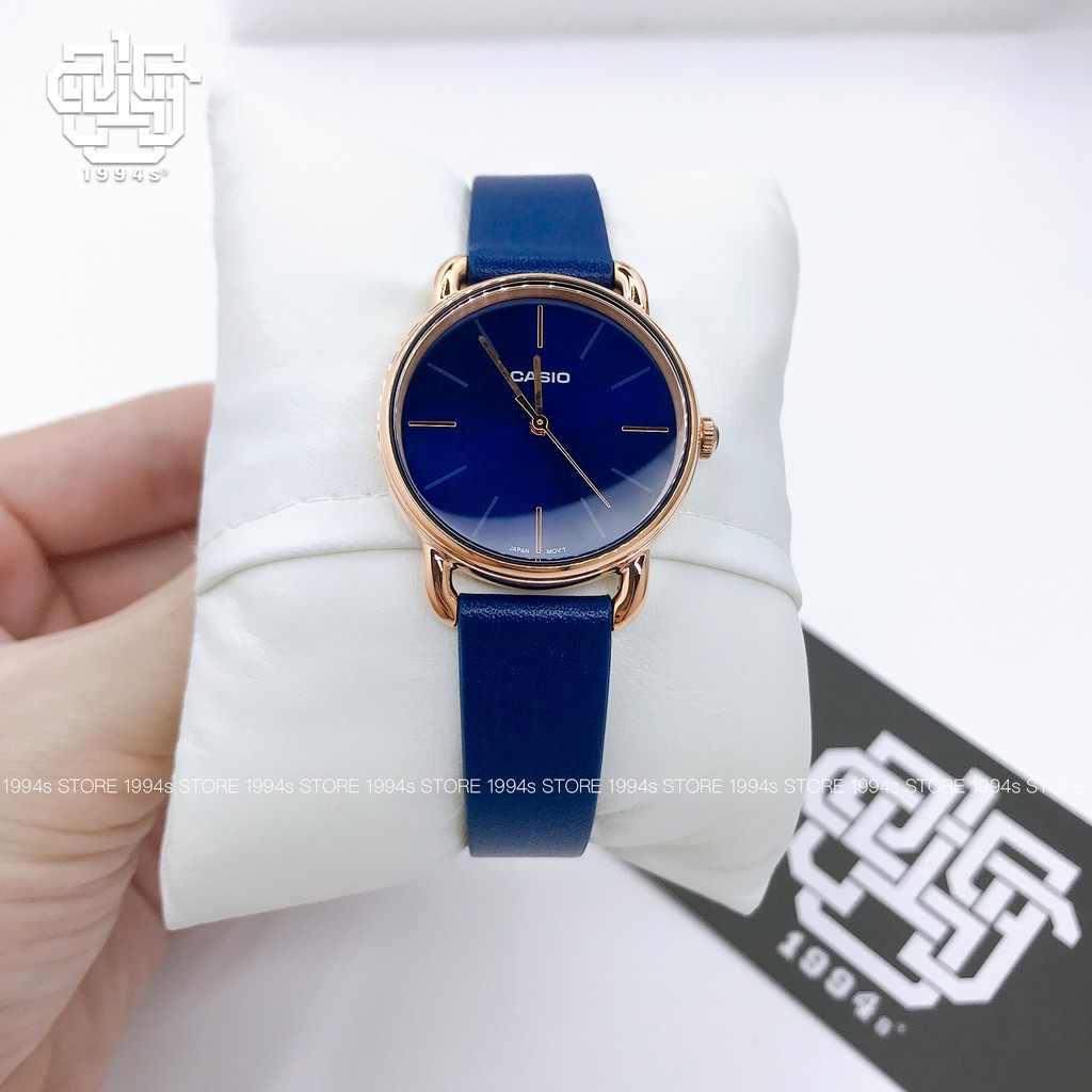 Đồng hồ nữ Casio LTP-E412 / LTP-E412PL-2A dây da thật, chống nước 50m, size 30mm, hàng chính hãng