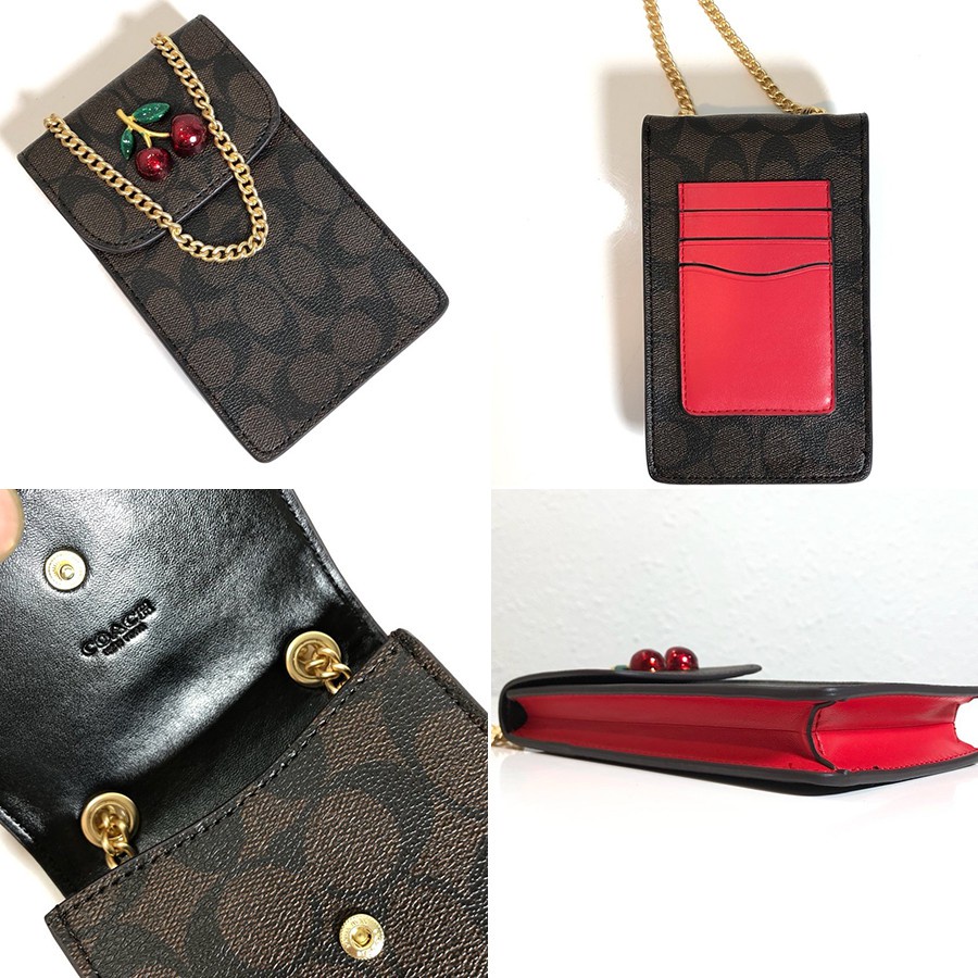 Coach Túi Xách Đeo Vai / Đeo Vai / Điện Thoại Phối Dây Xích Thời Trang Dành Cho Nữ F39955