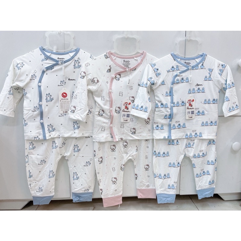 Bộ sơ sinh Avaler cài lệch dài tay sợi tre chất mới 2021