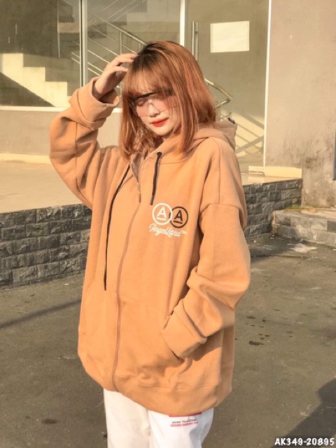 Áo Khoác Nỉ Nữ Nỉ Bông Dày Dặn Hàng QC Form Rộng Unisex Áo Khoác Nữ Khoá Kéo Thun Nỉ in ANGEL-LAND NÂU - AK3349 | BigBuy360 - bigbuy360.vn