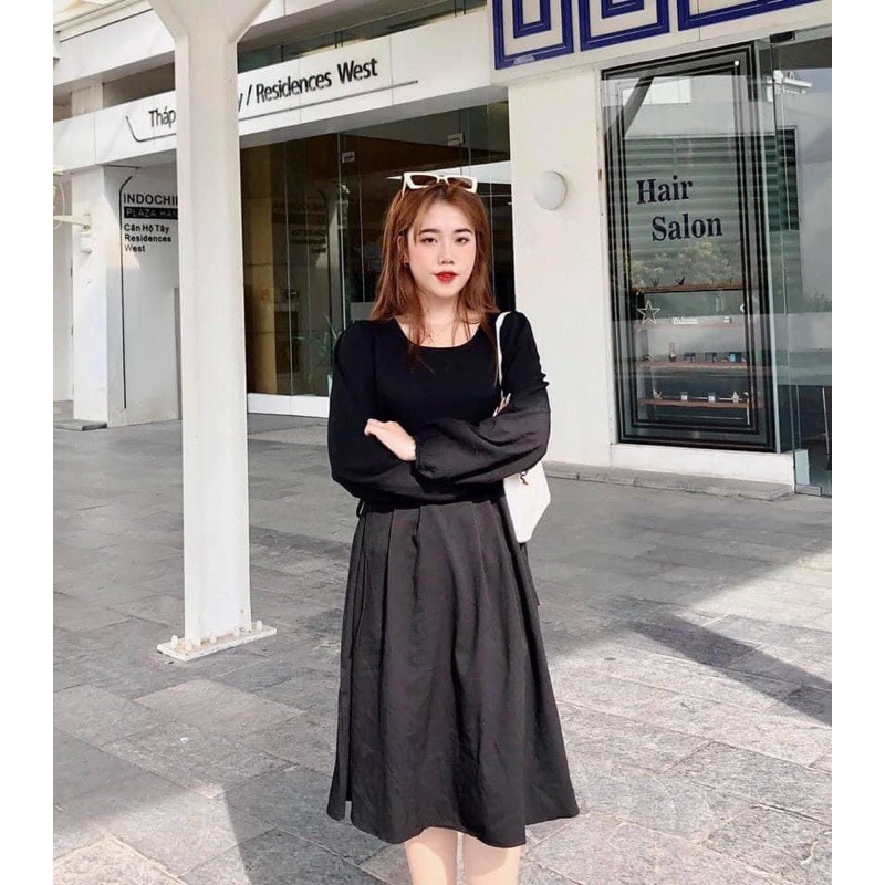 Váy Babydoll Dài Tay Có Dây điều Chỉnh Eo,Nhiều Màu