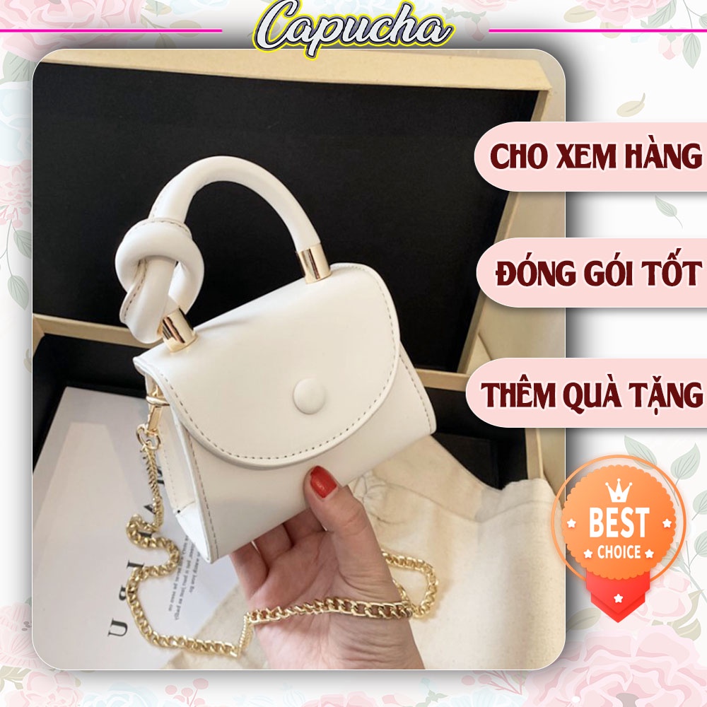 Túi xách nữ mini đựng son phấn tay xách thắt nút kiểu dáng lạ Capucha T131