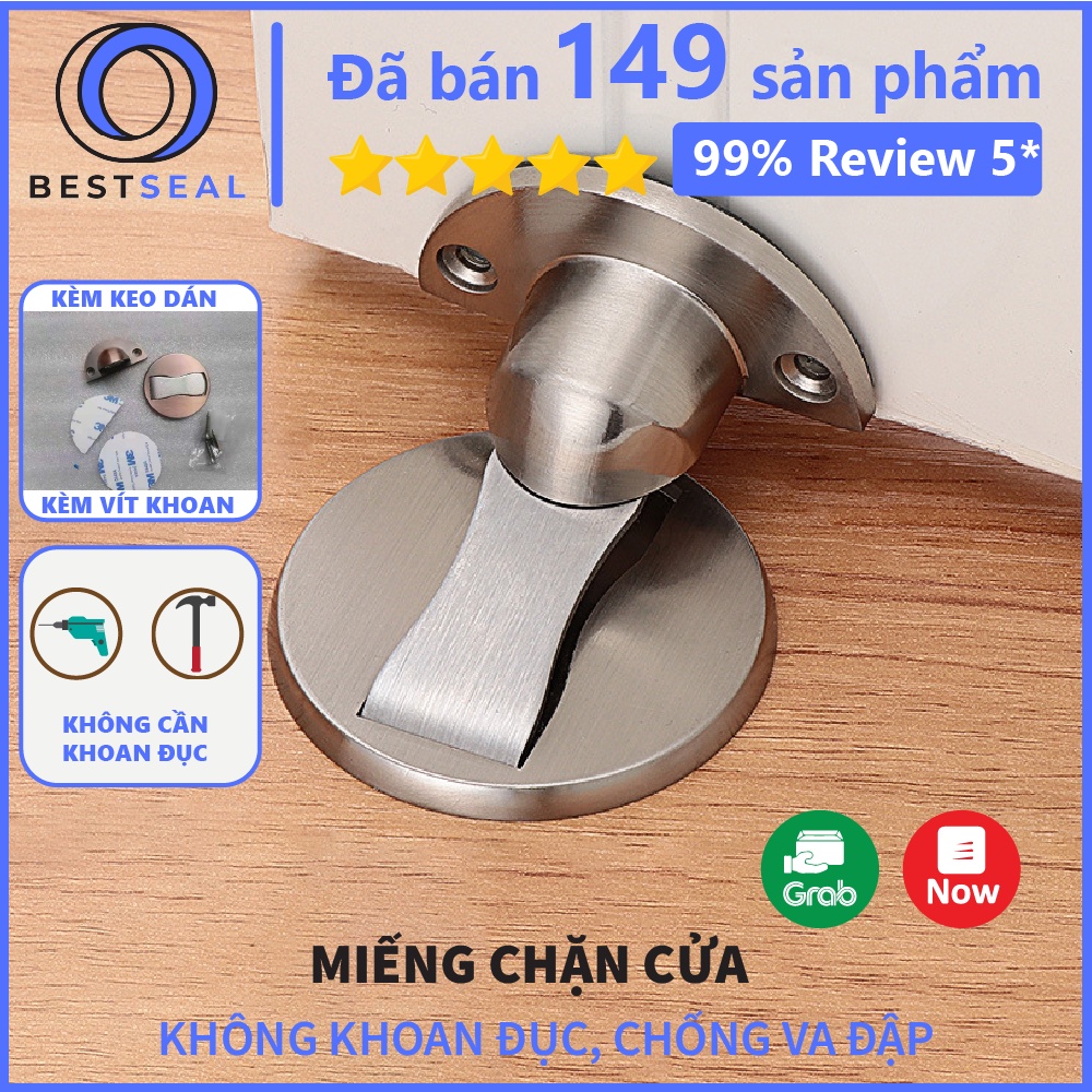 Chặn Cửa Nam Châm Đế Mỏng, Hít Cửa Inox 304, Chống Va Đập, Không Đinh Vít