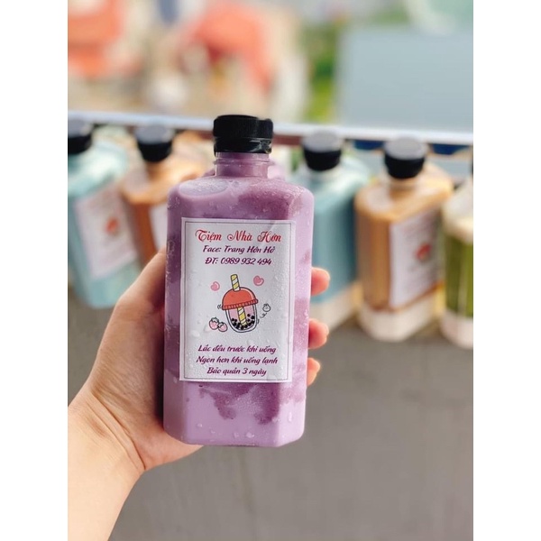 chai vuông dẹp đẹp dày cứng 28gram kem nap 330ml đựng trà sữa