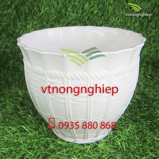 Chậu nhựa trồng cây giả mây Ø17cm, chậu mây đan bầu.