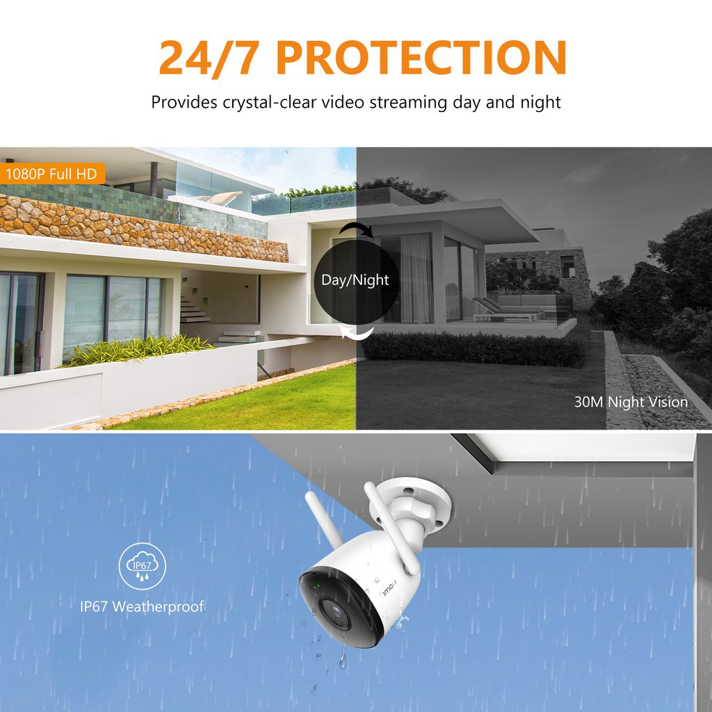 Camera Wifi ngoài trời Imou H.264 1080P ăng-ten kép ghi âm công nghệ AI chống thời tiết IP67
