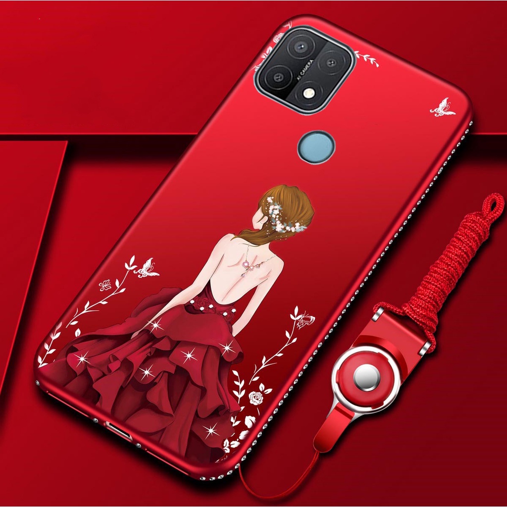 ỐP ĐÍNH ĐÁ OPPO A15/A15S HÌNH CÔ GÁI CAO CẤP ( Tặng Kèm Dây Đeo)