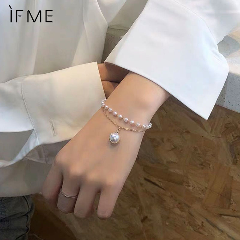 IF ME Ifme Korean Elegant Pearl Bracelet Metal Bracelet Anklet Women Fashoin Accessories