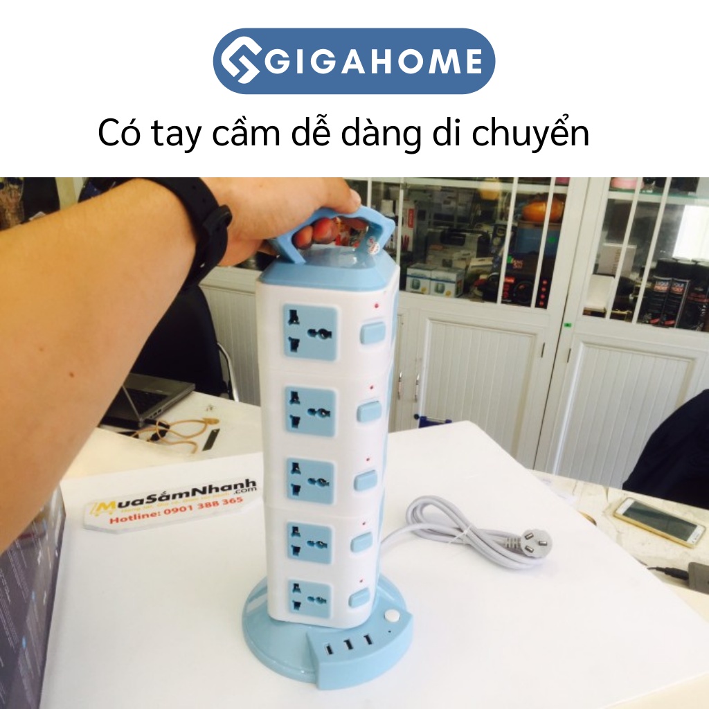 Ổ Cắm Điện 5 Tầng GIGAHOME Đa Năng Có 3 Cổng USB, Chống Cháy, Chống Giật 3507
